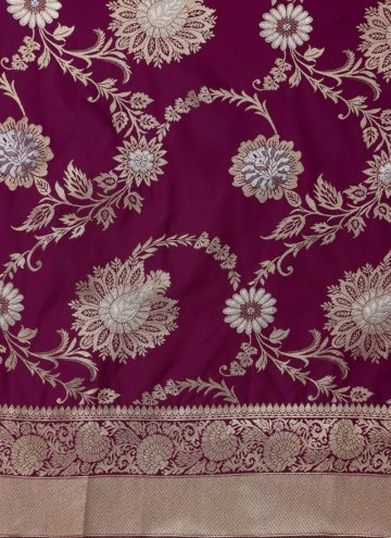 Banarasi Jacquard Classic Designer Saree in Purple Enhanced with Embroidered
