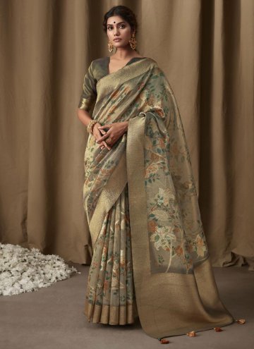 Banarasi Jacquard Designer Saree in Grey Enhanced 