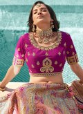 Banarasi Lehenga Choli in Purple Enhanced with Embroidered - 1