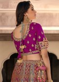 Banarasi Lehenga Choli in Purple Enhanced with Embroidered - 3