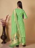 Banarasi Salwar Suit in Green Enhanced with Woven - 3