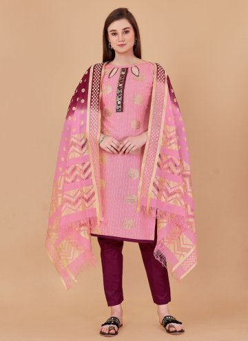 Banarasi Trendy Salwar Kameez in Pink Enhanced wit