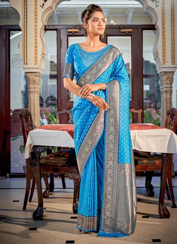 Banarasi Trendy Saree in Aqua Blue Enhanced with Woven