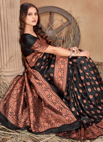 Banarasi Trendy Saree in Black Enhanced with Woven