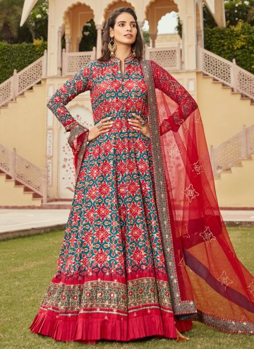 Bandhej Print Jacquard Multi Colour Designer Gown