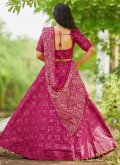 Banglori Silk A Line Lehenga Choli in Hot Pink Enhanced with Foil Print - 2