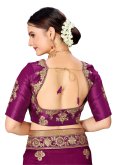 Banglori Silk Classic Designer Saree in Purple Enhanced with Embroidered - 2