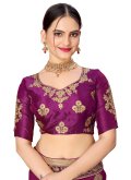 Banglori Silk Classic Designer Saree in Purple Enhanced with Embroidered - 3
