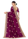 Banglori Silk Classic Designer Saree in Purple Enhanced with Embroidered - 7