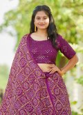 Banglori Silk Lehenga Choli in Purple Enhanced with Foil Print - 1
