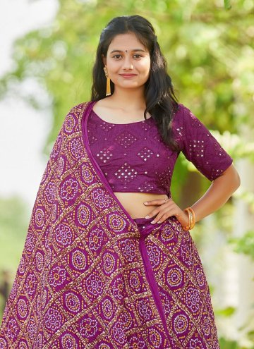 Banglori Silk Lehenga Choli in Purple Enhanced with Foil Print
