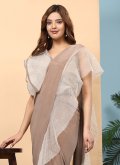 Beads Imported Brown Trendy Saree - 1