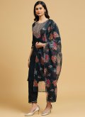 Beautiful Black Cotton  Embroidered Salwar Suit for Casual - 3