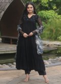 Beautiful Black Faux Georgette Booti Work Salwar Suit for Ceremonial - 1