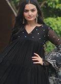 Beautiful Black Faux Georgette Booti Work Salwar Suit for Ceremonial - 2
