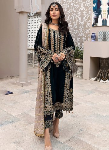 Beautiful Black Faux Georgette Embroidered Salwar Suit