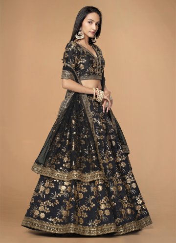 Beautiful Black Silk Embroidered Designer Lehenga Choli