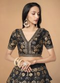 Beautiful Black Silk Embroidered Designer Lehenga Choli - 3