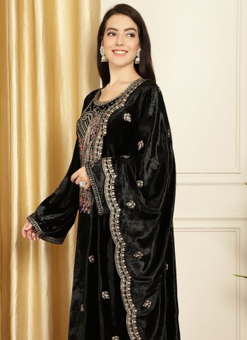 Beautiful Black Velvet Embroidered Salwar Suit