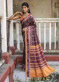 Beautiful Brown Cotton Silk Printed Classic Designer Saree for Casual - 3