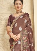 Beautiful Brown Khadi Embroidered Trendy Saree - 2