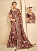 Beautiful Brown Khadi Embroidered Trendy Saree - 3