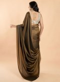 Beautiful Brown Silk Plain Work Classic Designer Saree - 1