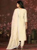 Beautiful Cream Organza Woven Salwar Suit for Ceremonial - 1