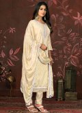 Beautiful Cream Organza Woven Salwar Suit for Ceremonial - 2