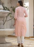 Beautiful Embroidered Cotton  Peach Salwar Suit - 1