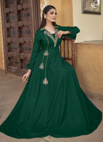 Beautiful Embroidered Muslin Green Designer Gown