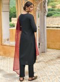 Beautiful Embroidered Rayon Black Salwar Suit - 1