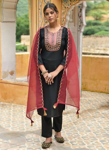 Beautiful Embroidered Rayon Black Salwar Suit