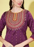 Beautiful Embroidered Silk Blend Purple Trendy Salwar Suit - 1