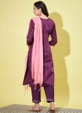 Beautiful Embroidered Silk Blend Purple Trendy Salwar Suit - 2
