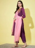 Beautiful Embroidered Silk Blend Purple Trendy Salwar Suit - 3