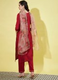 Beautiful Embroidered Silk Maroon Pant Style Suit - 1