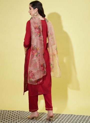 Beautiful Embroidered Silk Maroon Pant Style Suit