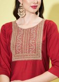 Beautiful Embroidered Silk Maroon Pant Style Suit - 3
