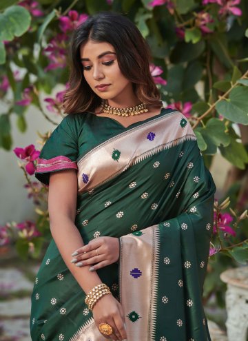 Beautiful Green Banarasi Woven Classic Designer Saree