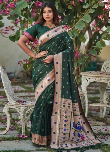 Beautiful Green Banarasi Woven Classic Designer Sa