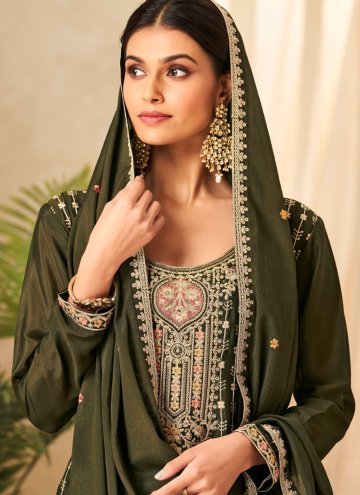 Beautiful Green Chinon Embroidered Salwar Suit