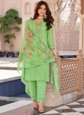 Beautiful Green Cotton  Embroidered Straight Salwar Kameez for Ceremonial - 2