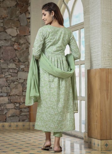 Beautiful Green Cotton  Printed Trendy Salwar Suit for Ceremonial