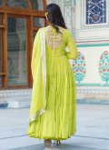Beautiful Green Faux Georgette Plain Work Designer Gown - 1