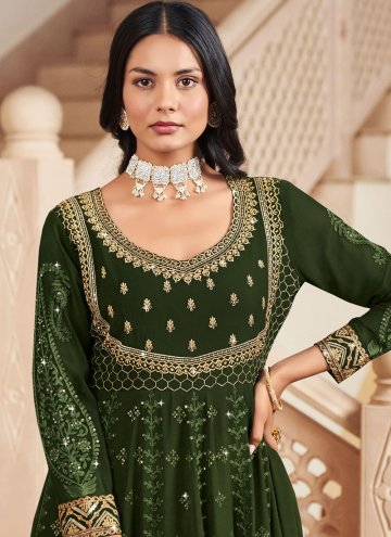 Beautiful Green Georgette Embroidered Anarkali Salwar Kameez