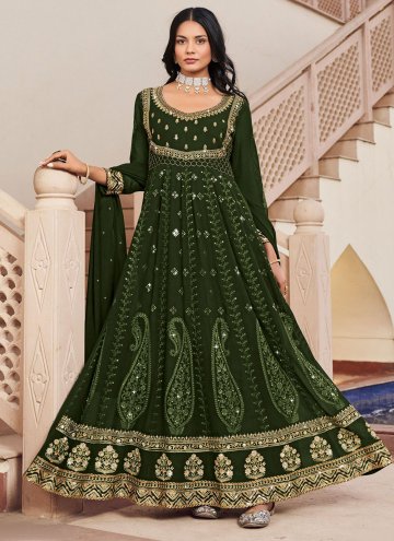 Beautiful Green Georgette Embroidered Anarkali Sal