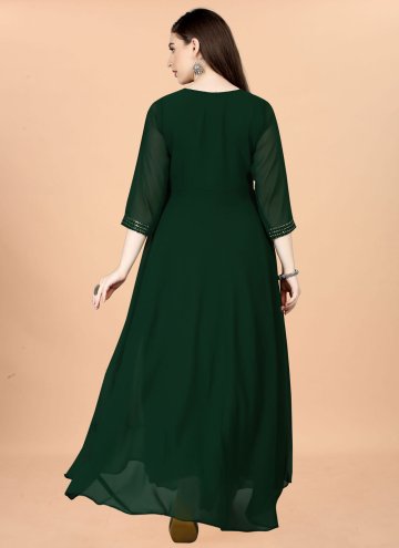 Beautiful Green Georgette Embroidered Gown