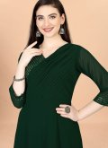 Beautiful Green Georgette Embroidered Gown - 3