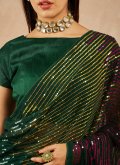 Beautiful Green Georgette Embroidered Shaded Saree for Ceremonial - 1